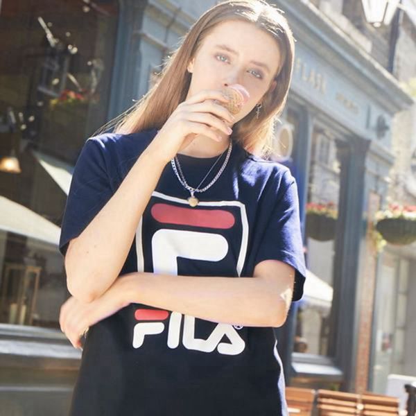 Fila Tričká Damske Námornícka Modrá - Stacked Logo S/S Vypredaj - Slovakia 67549-BGFU